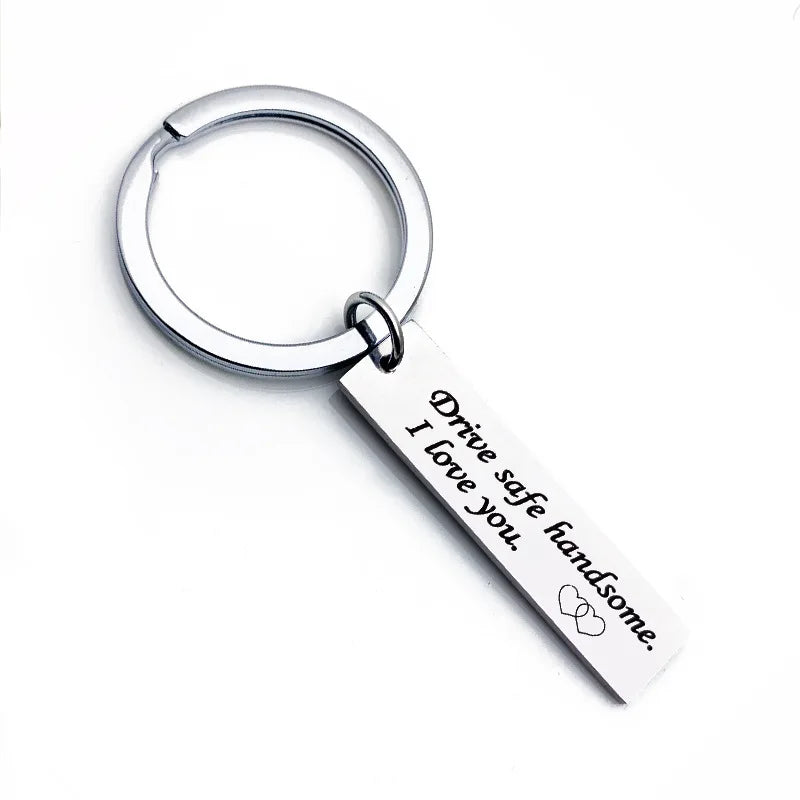 Stainless Steel Drive Safe Hand I Love You Car Motorcycle Wing Metal Fashion Popular Keychain Family Key Ring Popular Small Gift
