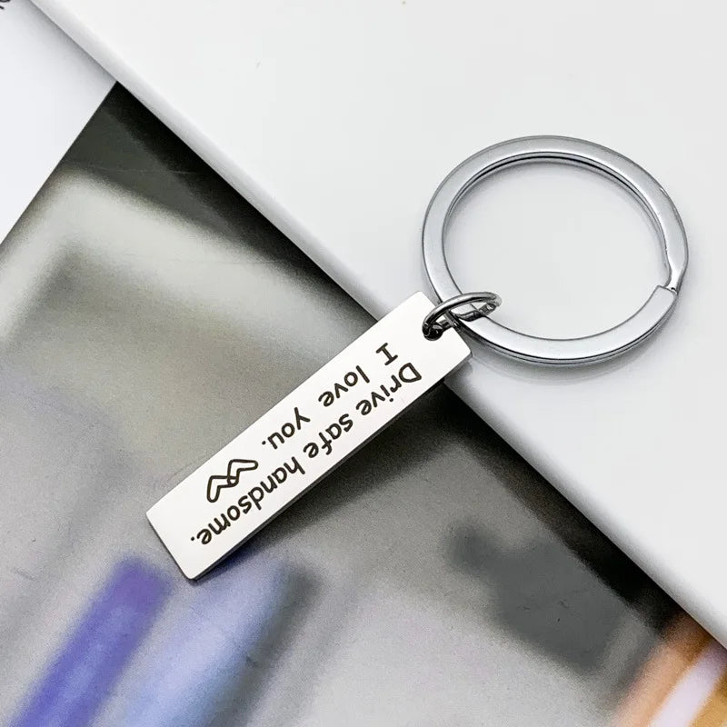 Stainless Steel Drive Safe Hand I Love You Car Motorcycle Wing Metal Fashion Popular Keychain Family Key Ring Popular Small Gift