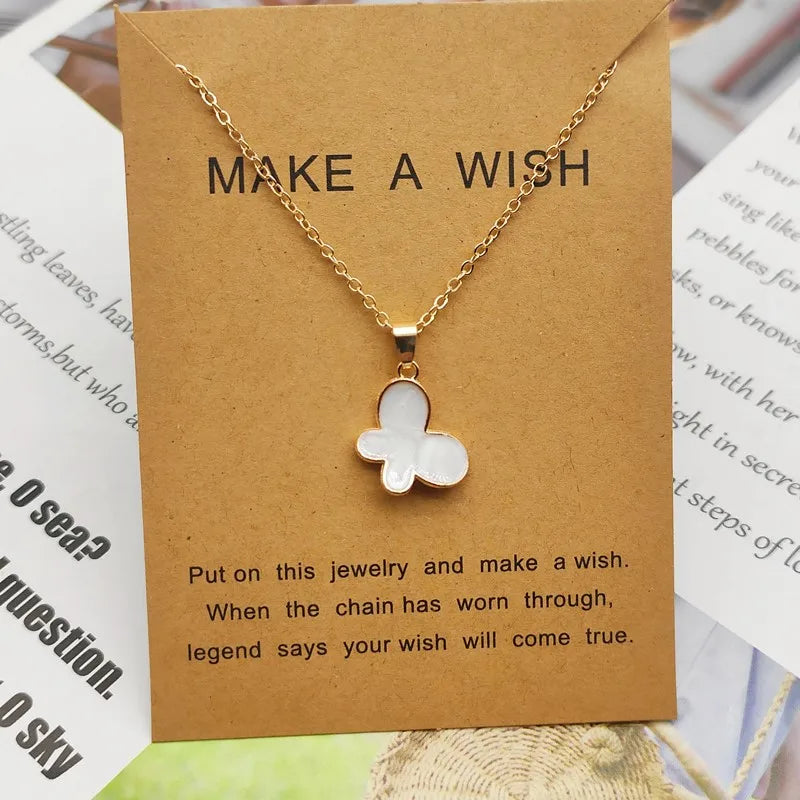 Neklace for Women Cute Lovely Butterfly Pendant Necklace Gift for Friend White Pink Black Korean Style Fashion Neck Jewelry