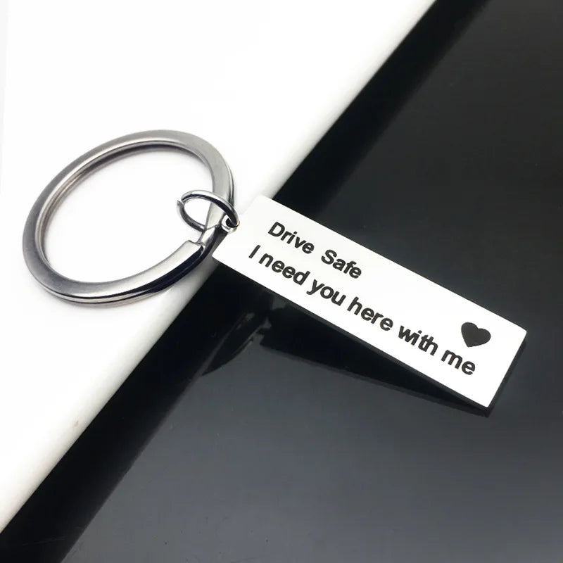 Stainless Steel Drive Safe Hand I Love You Car Motorcycle Wing Metal Fashion Popular Keychain Family Key Ring Popular Small Gift