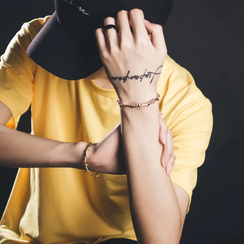 Personality Creative Design Barbed Wire Hip Hop Rapper Rock Men's Casual Street Bracelet