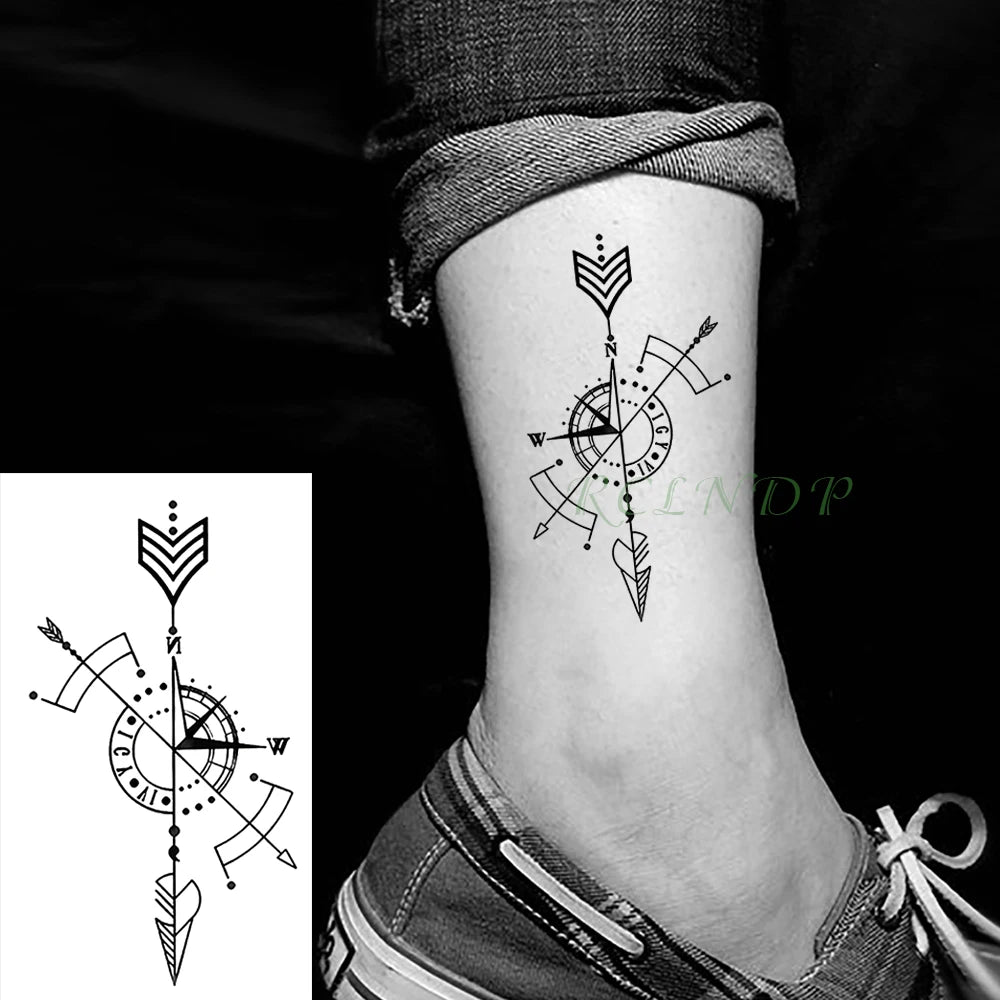 Waterproof Temporary Tattoo Sticker Neck Black Gothic Punk Devil Bull Cross English Letters Flash Tatoo Fake Tatto for Woman Men