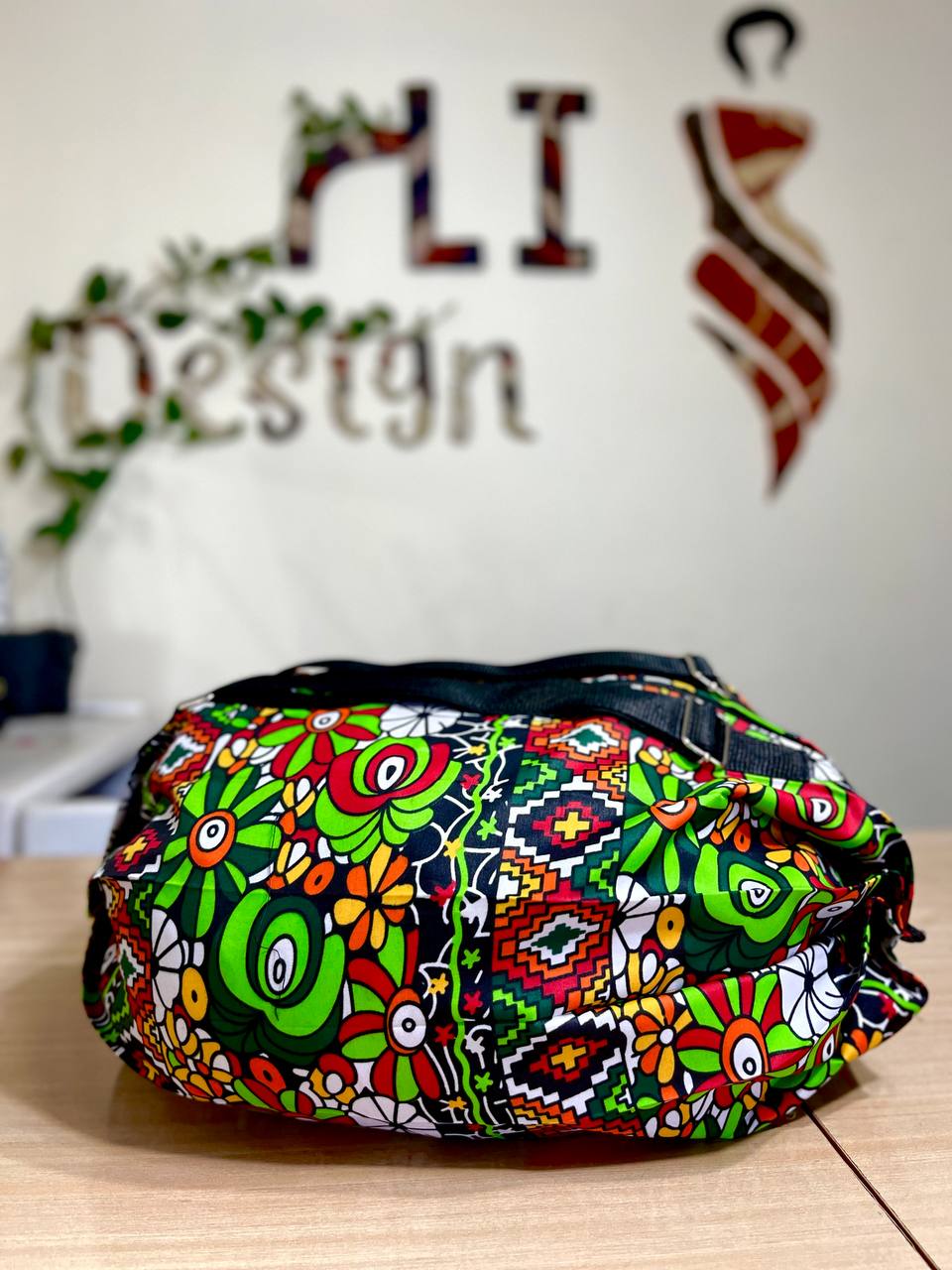 Colorful Travel Bag with African Fabric - Available in Small, Medium, and Large