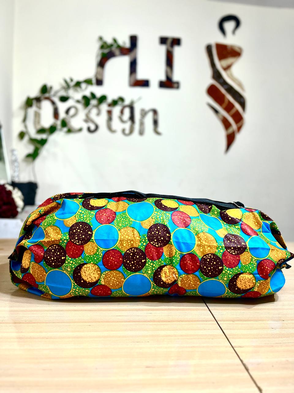 Colorful Travel Bag with African Fabric - Available in Small, Medium, and Large