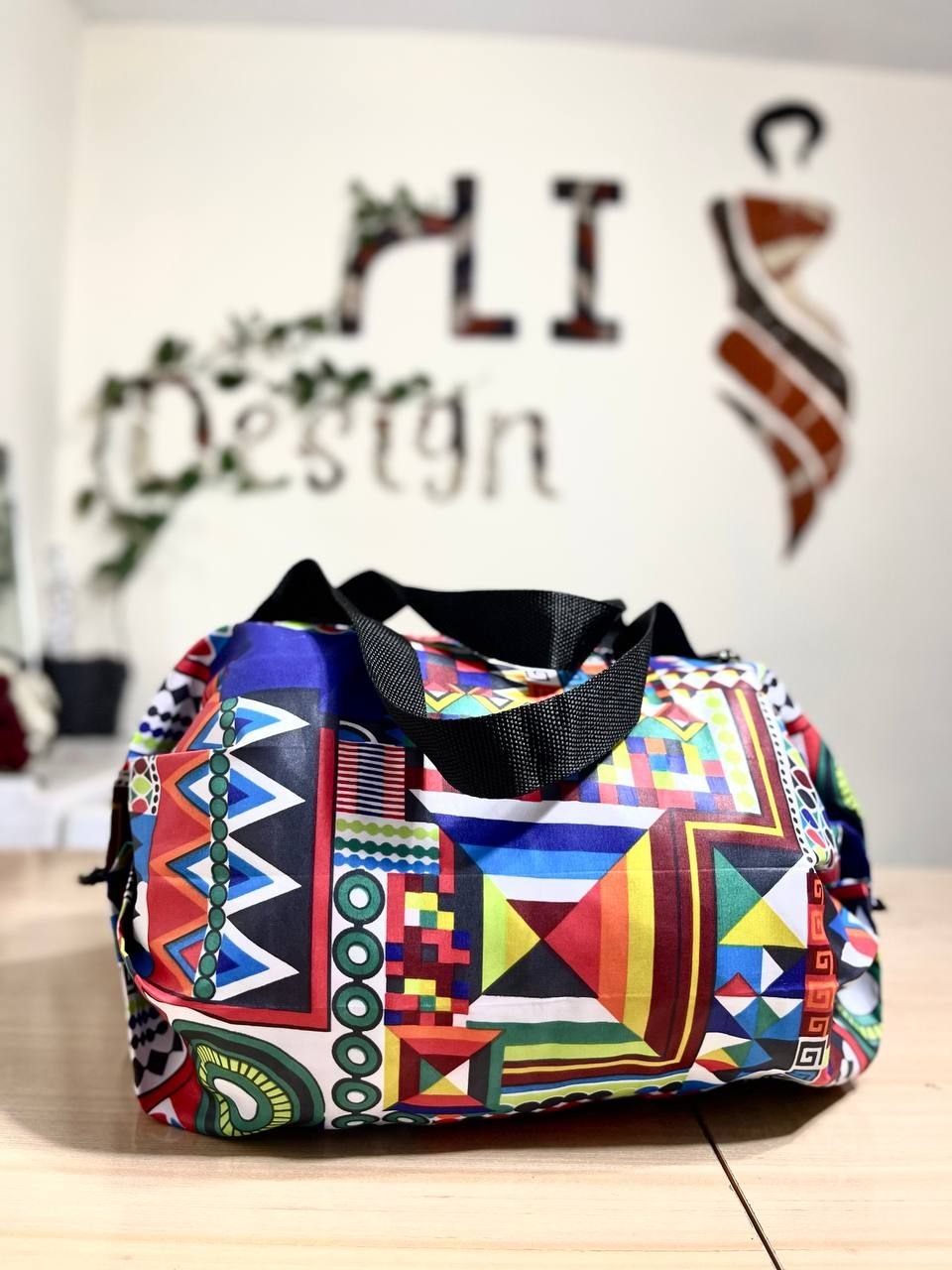 Colorful Travel Bag with African Fabric - Available in Small, Medium, and Large