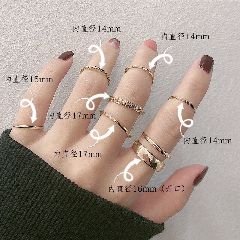 1/7PCS Simple Fashion Retro Bow Adjustable Finger Rings Personality Bowknot Rings Women Jewelry
