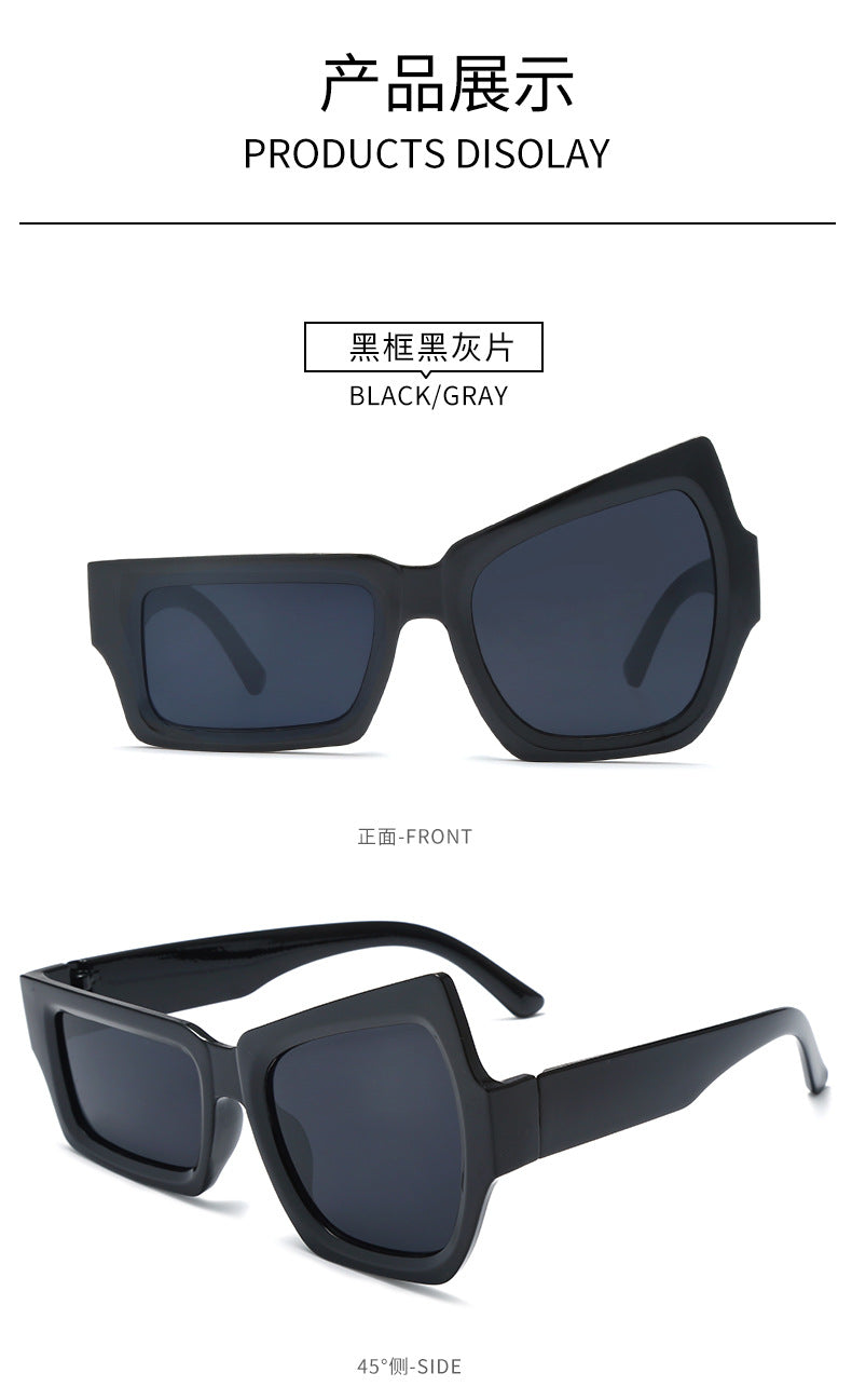 Funny Glasses With Raised Eyebrows on One Side Fashion Hip Hop Sunglasses Irregular Personality UV400 Sun glasses for Men Women