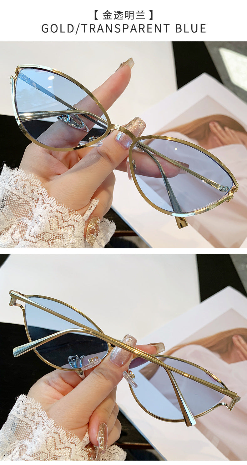 Brand Small Cat Eye Sunglasses Women Luxury 2042 Unique Metal Frame Brown Sun Glasses Trendy UV400 Eyewear Shades Vintage