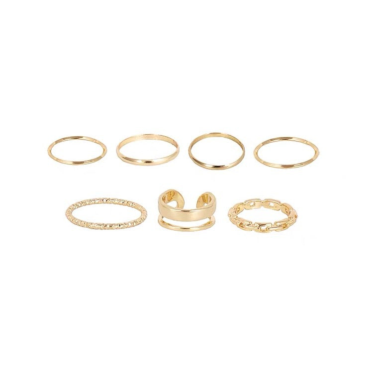 1/7PCS Simple Fashion Retro Bow Adjustable Finger Rings Personality Bowknot Rings Women Jewelry