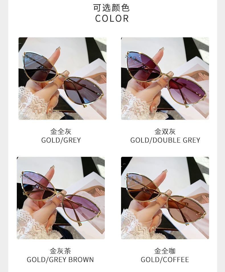 Brand Small Cat Eye Sunglasses Women Luxury 2042 Unique Metal Frame Brown Sun Glasses Trendy UV400 Eyewear Shades Vintage