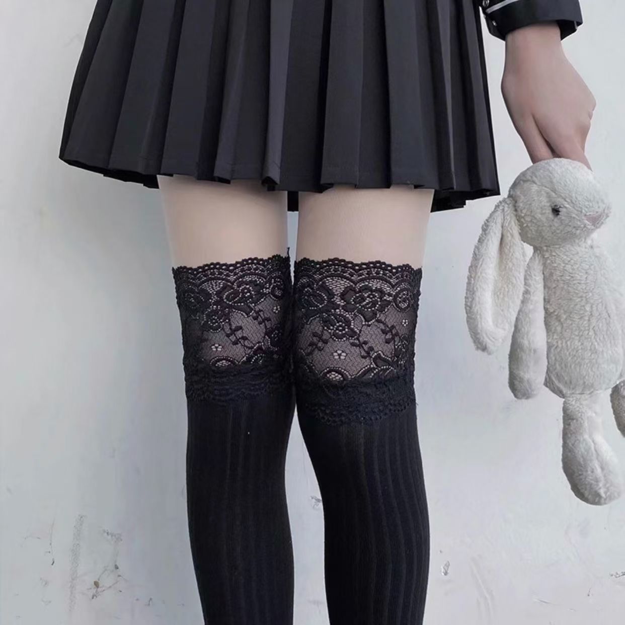 Sexy Medias Lace Up Long Knee Socks Women Over Knee Thigh High Stockings Fashion Ladies Girls Warm Sexy Blend Tights Black White