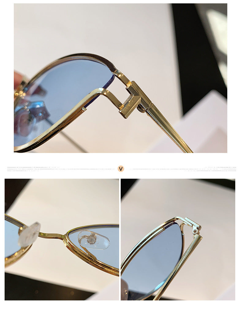 Brand Small Cat Eye Sunglasses Women Luxury 2042 Unique Metal Frame Brown Sun Glasses Trendy UV400 Eyewear Shades Vintage