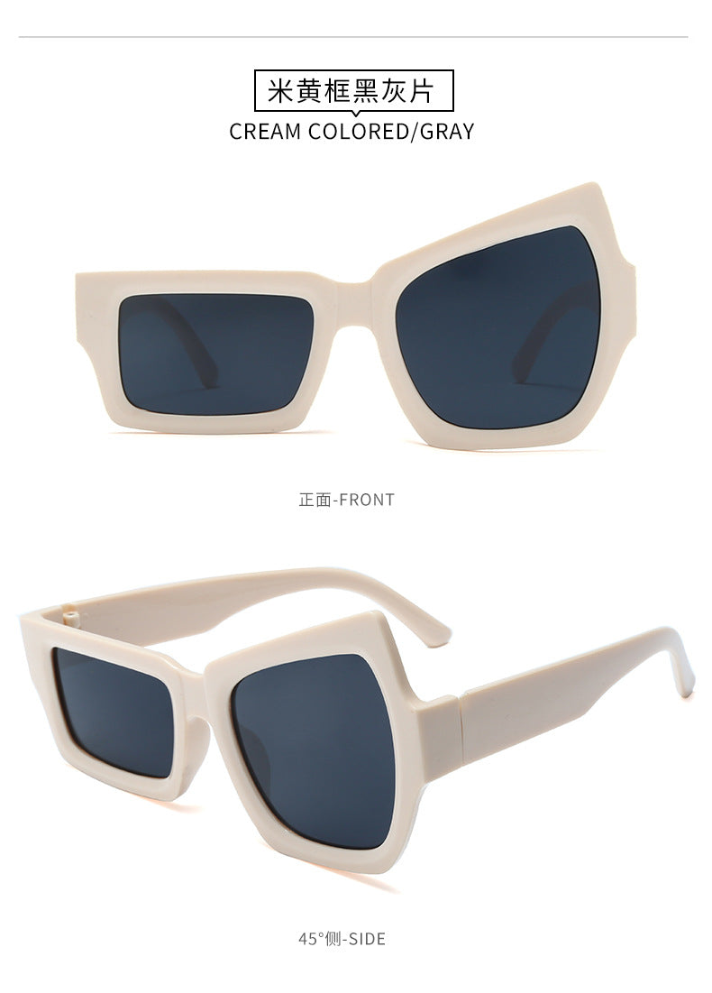 Funny Glasses With Raised Eyebrows on One Side Fashion Hip Hop Sunglasses Irregular Personality UV400 Sun glasses for Men Women
