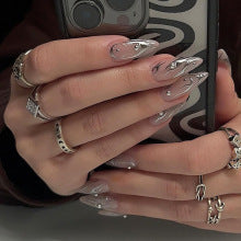 24pc Sweet Cool Hot Girl False Nail with glue Wearable black y2k pink diamond fake nails with designs press on nails Art Almond