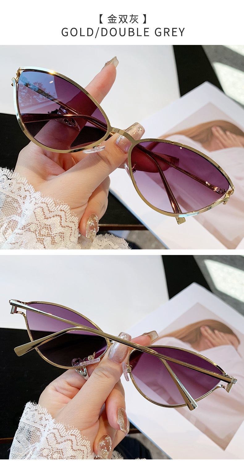 Brand Small Cat Eye Sunglasses Women Luxury 2042 Unique Metal Frame Brown Sun Glasses Trendy UV400 Eyewear Shades Vintage