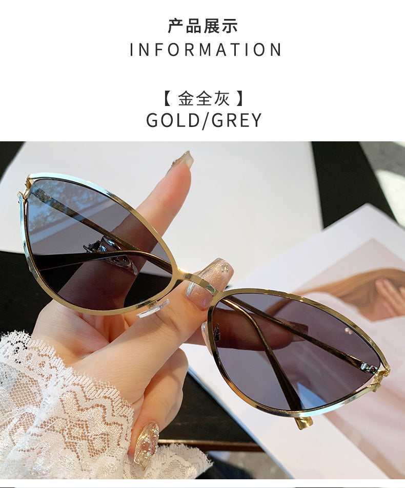 Brand Small Cat Eye Sunglasses Women Luxury 2042 Unique Metal Frame Brown Sun Glasses Trendy UV400 Eyewear Shades Vintage
