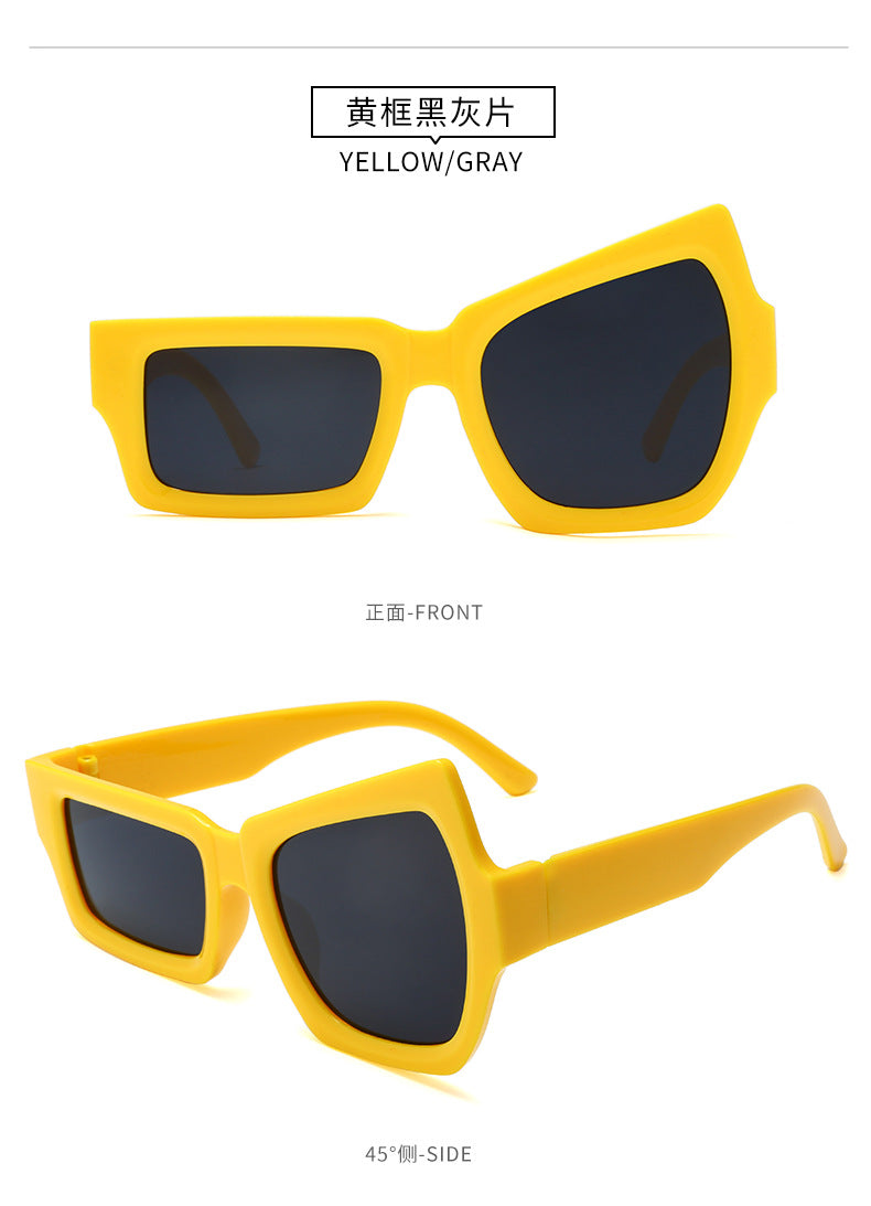 Funny Glasses With Raised Eyebrows on One Side Fashion Hip Hop Sunglasses Irregular Personality UV400 Sun glasses for Men Women