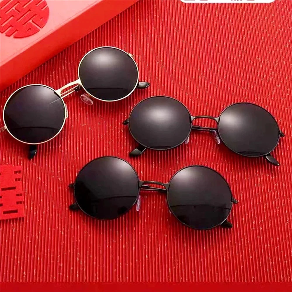 Retro Round Sunglasses For Men Women Metal Hippie Circle Eyeglasses Clear Lens Sun Glasses Goggles Wedding Photo Prop Eyewear