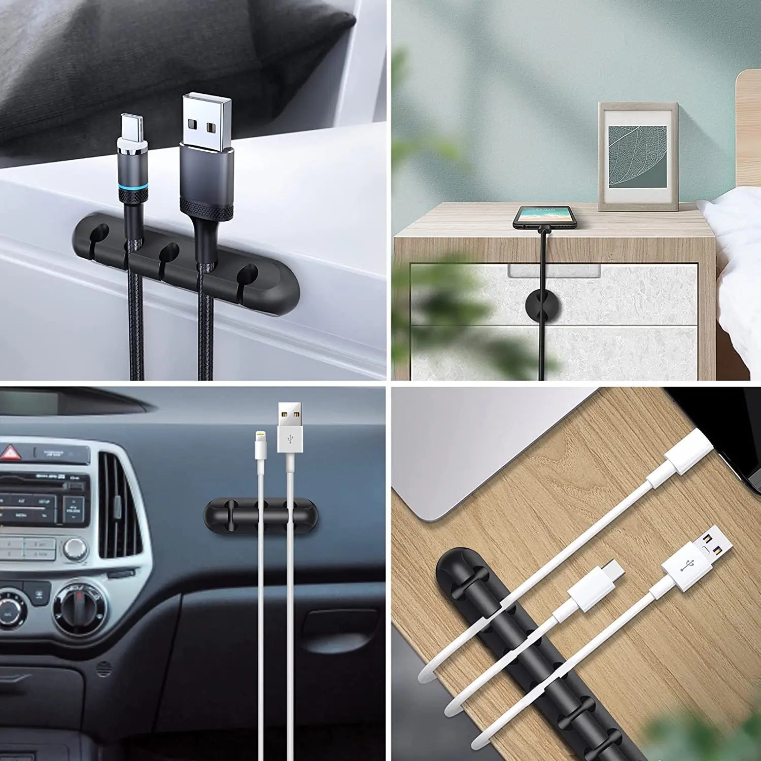 3/5/7 Clips Adhesive Silicone Cable Winder Desktop Wire Wrapped Cord Earphone Cable Holder Desk Organizer Office Supplies