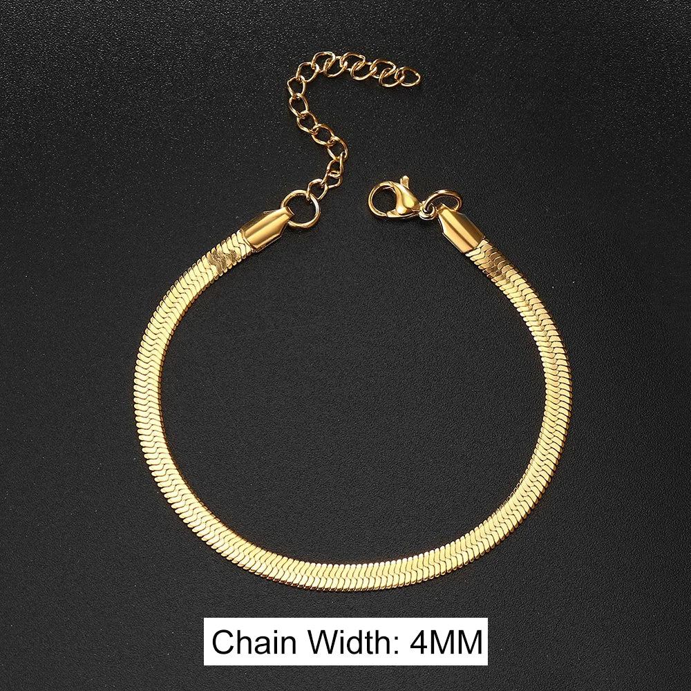 Men's Bracelet Homme Stainless Steel Blade Chain Bracelet for Men Snake Chain Couple Bracelets Valentines Gift Jewelry Wholesale