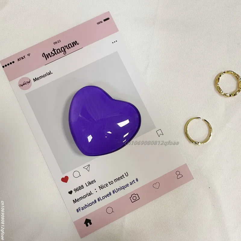 Heart Shape 3D Crystal Foldable Finger Ring Griptok Phone Holder for IPhone Samsung Support Socket Pocket Grip Tok Stand Bracket