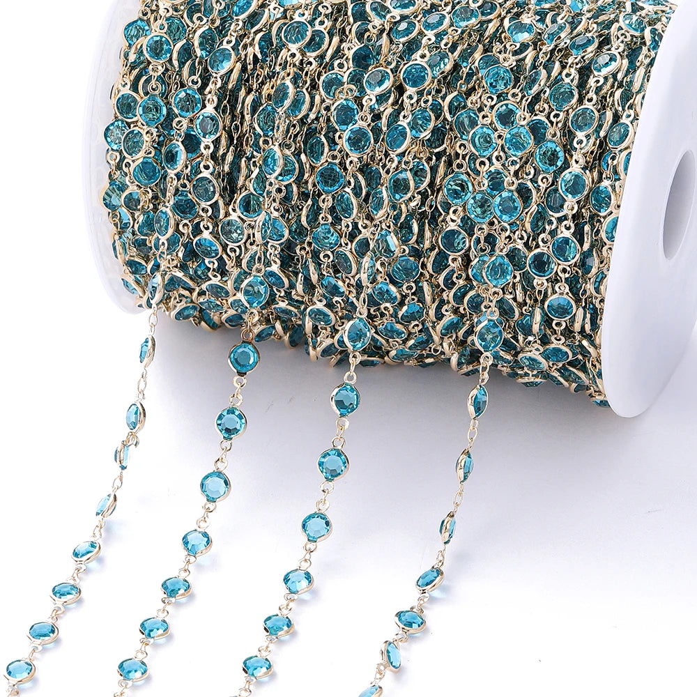 1Meter Colorful Glass Crystal Beads Chain Copper Chains For Necklace Bracelet Jewelry Making DIY Components Accessories