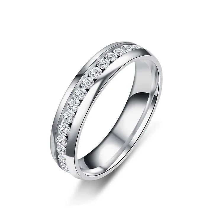 Stainless Steel Ring Crystal Rings For Women Circle CZ Fashion Engagement Jewelry Gifts Wholesale