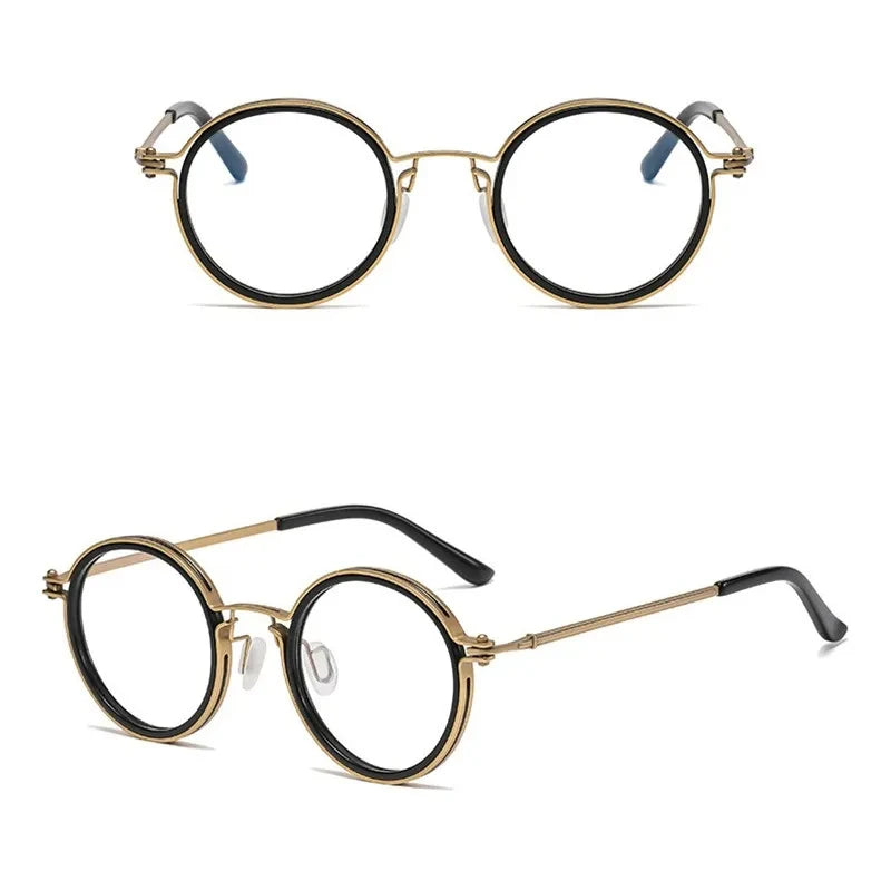 Reading Glasses Men Luxury Round Frame Magnifying Glasses Clear Lens Anti Blue Light Glasses Men Women Metal Reading Glasses New