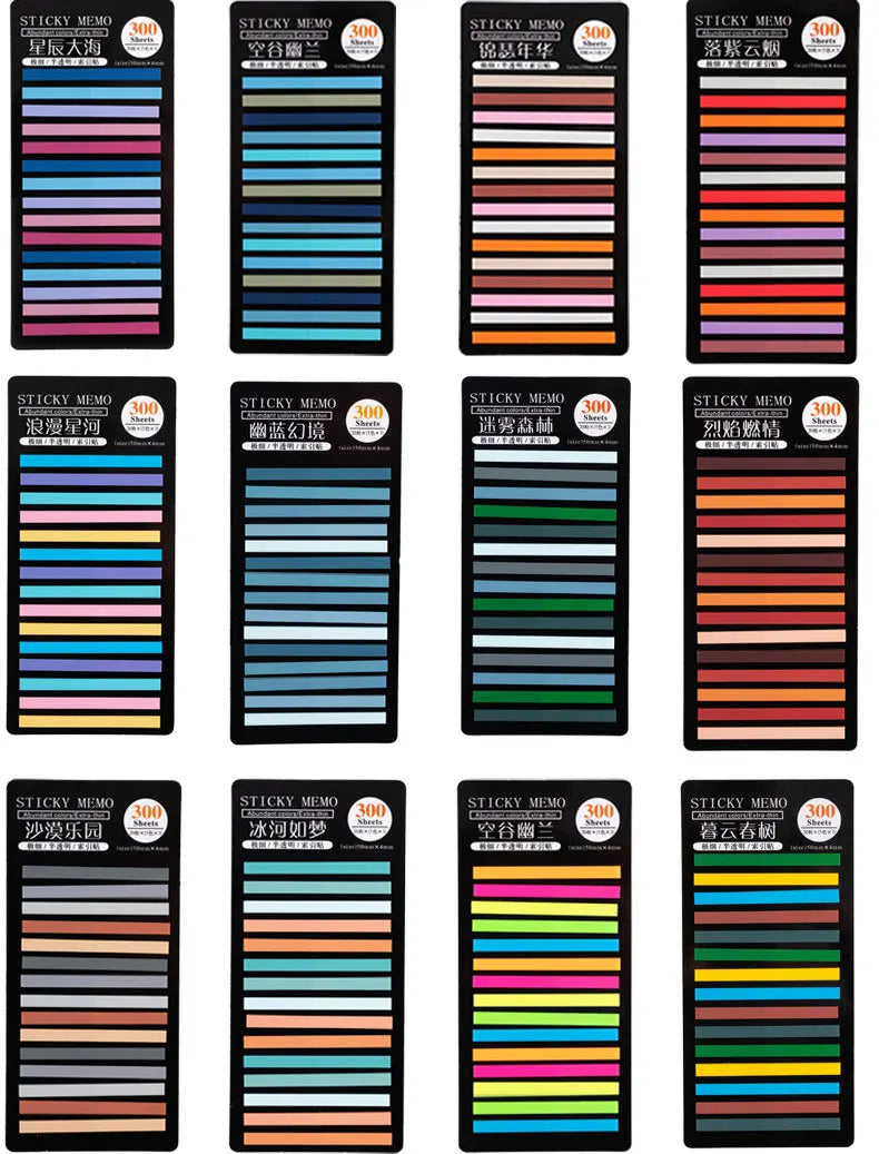 300 Sheets Colorful Practical Index Sticky Notes Thin Tags Memo Bookmark Stickers Label Office Students Book Reading Marking