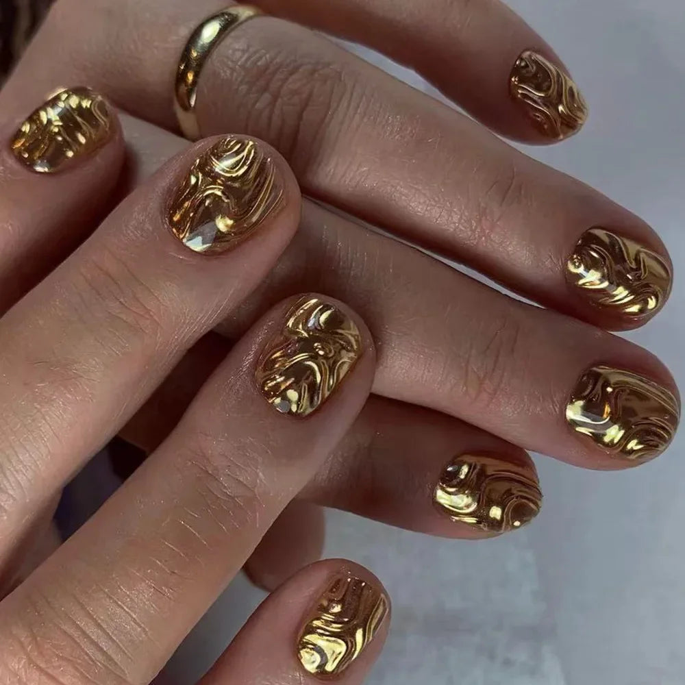24pcs French Fake Nails with Glue Animal Print False Nails Short Square Press on Nails Diamond Cross Nail Press Ons Sweet Cool