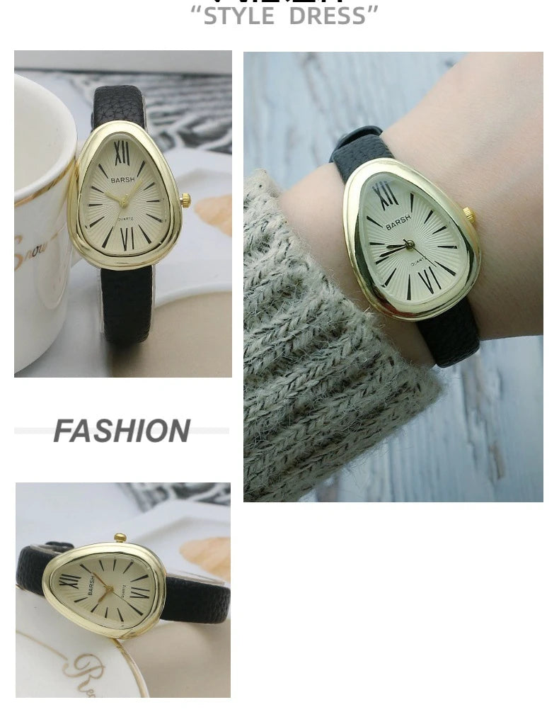 Brand Waterdrop Dial Women Watch Simple Student Fashion Gift Quartz Watches Leather Strap Wristwatches Dropshipping Reloj Mujer