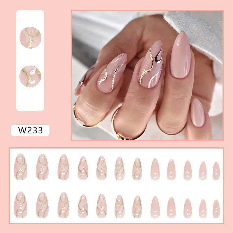 Simple French 24 Pcs Press on Nails Pink Gradient Fake Nails Glossy Artificial Finger Manicure Reusable False Nails for Women