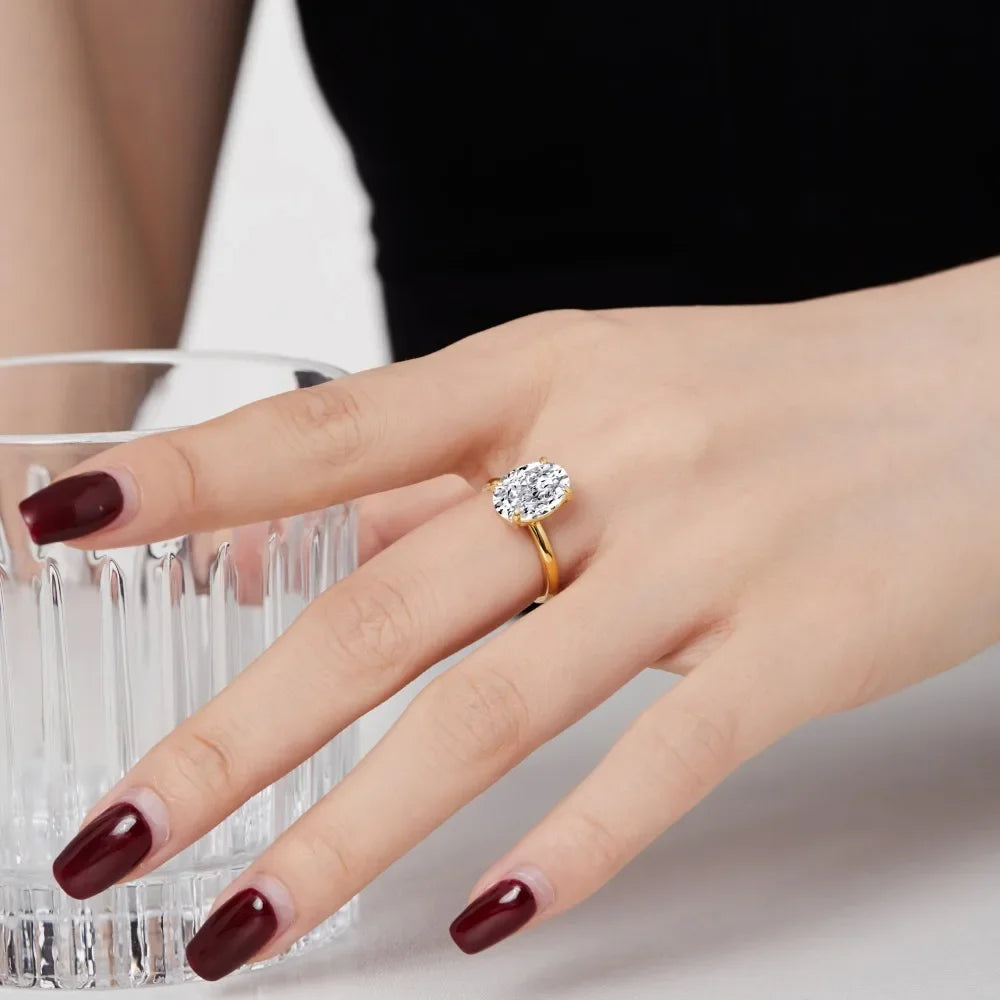 Ring For Charm Lady With 4.5ct Oval Shape D Color Moissanite Diamond Ring For Women Gift Drop Shipping