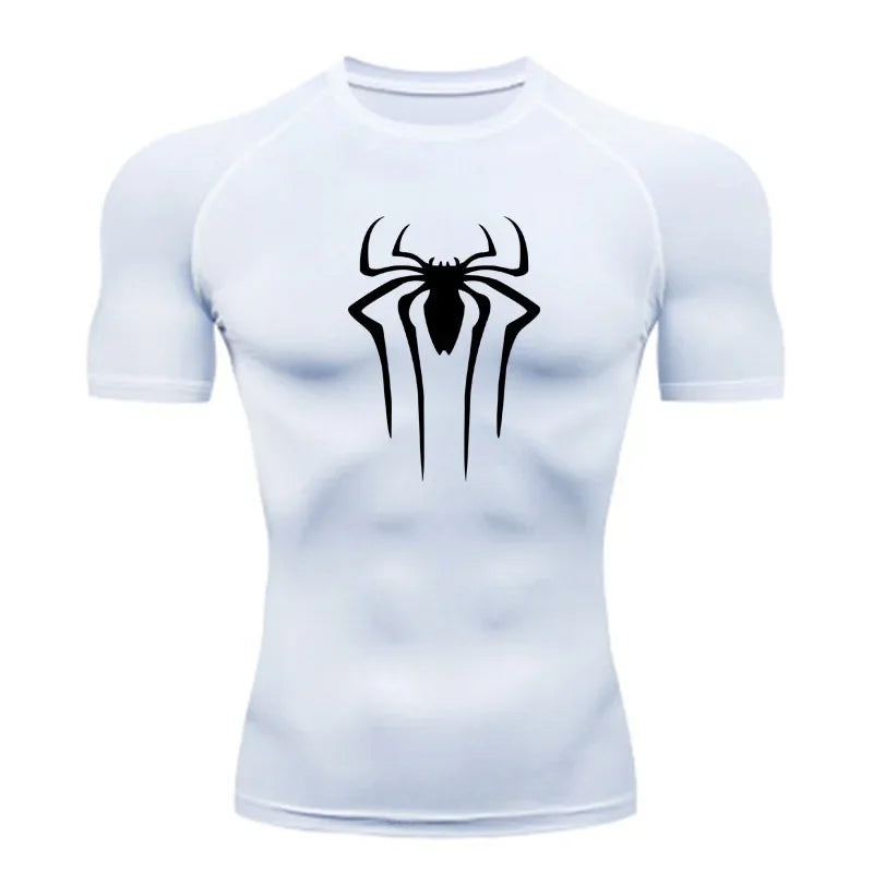 New Compression Shirt Men's Spider Print Fitness Gym Sport Running T-Shirt Rashgard Tops Quick Dry Short Sleeve T-Shirt For Men