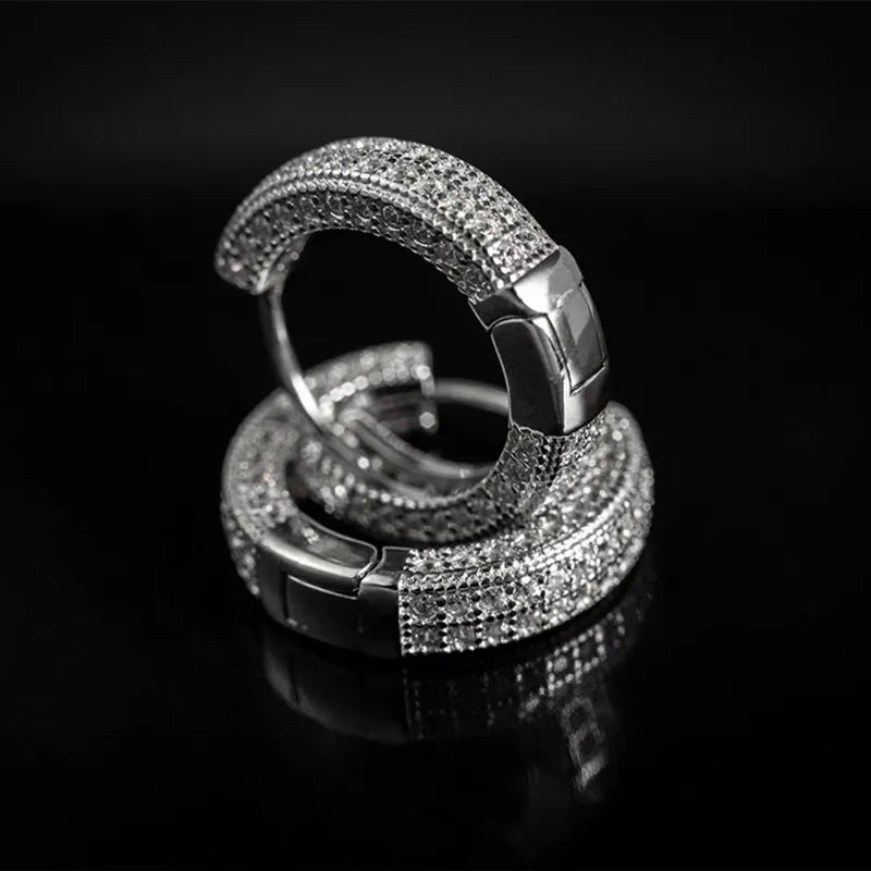 Iced Out Cz Hoop Earrings Premium Hypoallergenic Earrings Statement Mens Hip Hop Punk Rock Rapper Jewelry