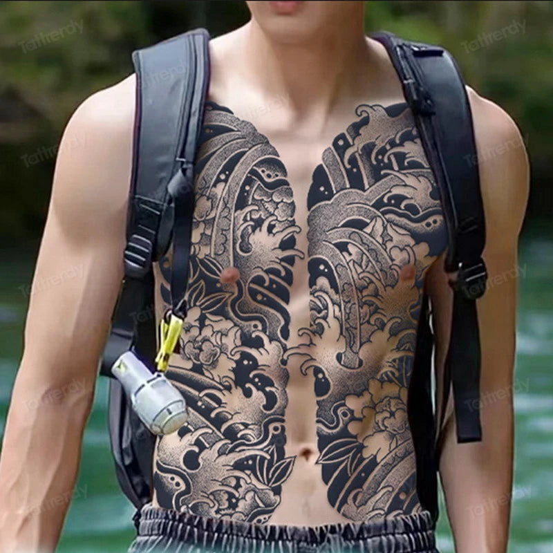 Angel Wings God Tattoo Stickers Realistic Juice Ink Semi Permanent Full Back Body Tattoo Temporary Lasting 2 Weeks Men Adult