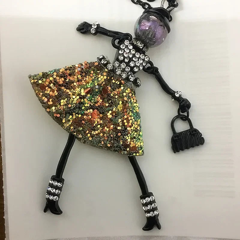 New Women Doll Long Chain Necklace Shining Dress Pendant Handmade Girl Maxi Necklaces & Pendants Brand Hot Fashion Jewelry