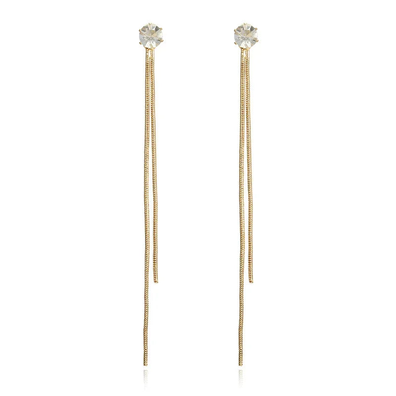Fashion Crystal Long Tassel Dangle Earrings for Women Elegant Temperament Drop Earing Trend Jewelry Gift Multiple wearing method
