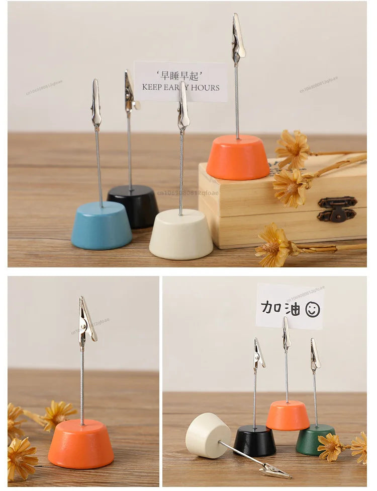 1PC Memo Clip Holders Place Card Stand Metallic Table Number Stand Photo Paper Clamp Romantic Photo Clip Desktop Decoration