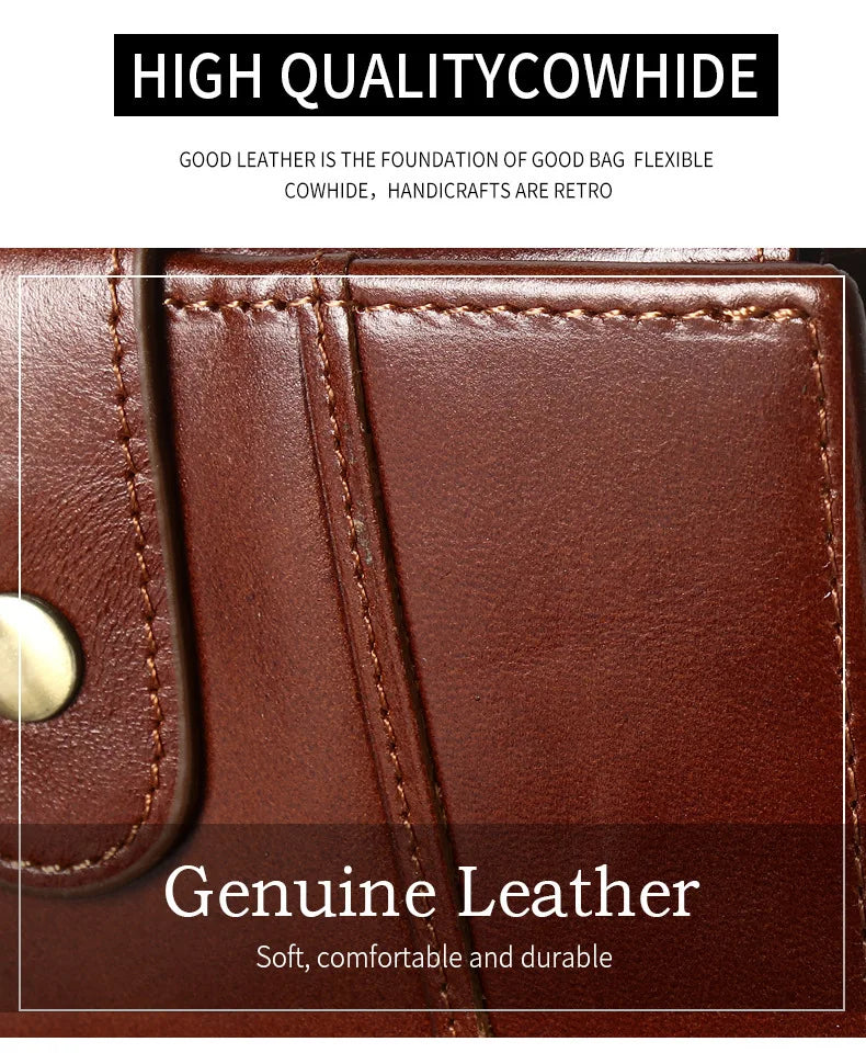 Classic Men's Genuine Leather Wallet Credit Card Holder RFID Coin Purse