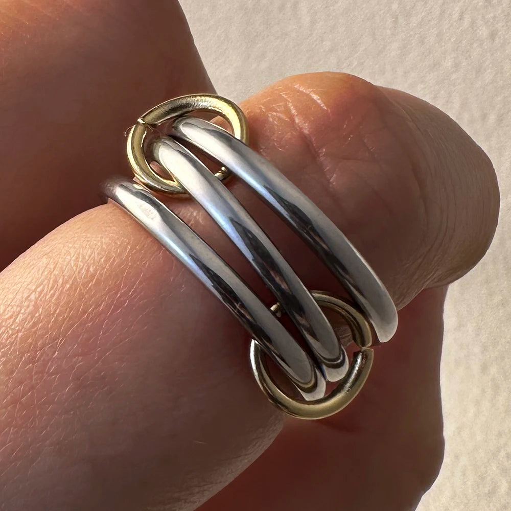 Minimalist INS Interlocking Stacking Rings For Women Silver Color Link Chain Spinelli Ring Stack Set Party Finger Jewelry Trend