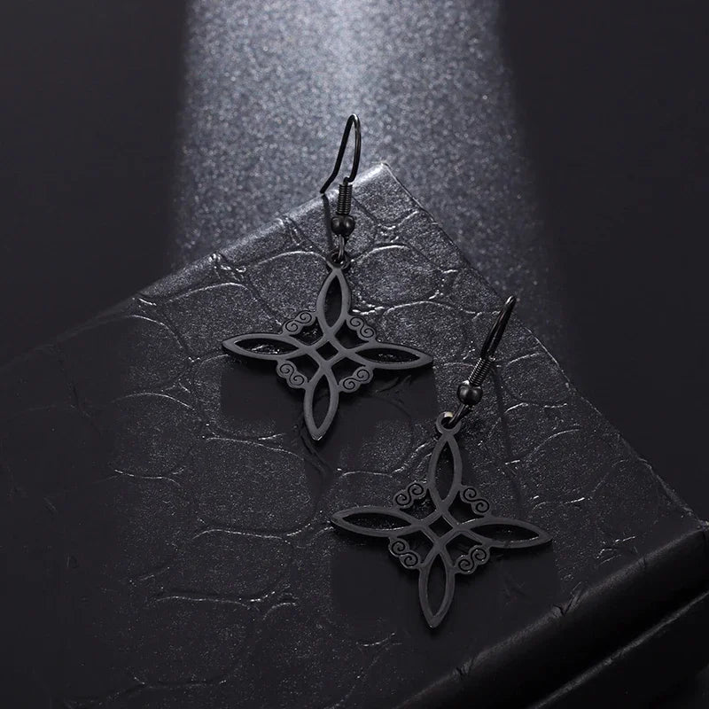 Stainless Steel Witch Knot Adjustable Ring Fashion Women Girls Good Luck Casual Party Jewelry Gift