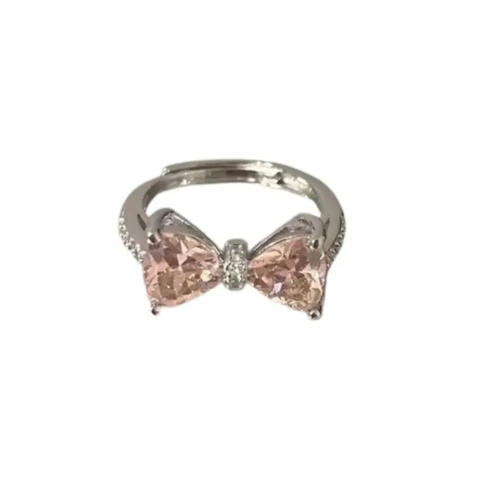 Fashion Bowknot Finger Rings Adjustable Bow Rings Jewelry Sweet Opening Ring Ornaments