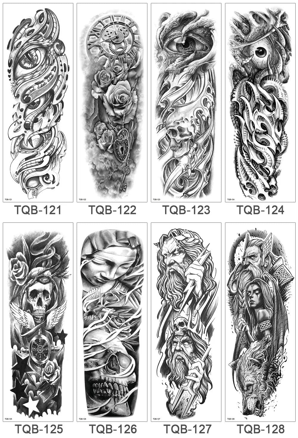 Waterproof Temporary Tattoo Sticker Large Size Tattoo for Men Sleeve Clock Fake Tattoo for Women Girl Full Arm Tattoo Fake