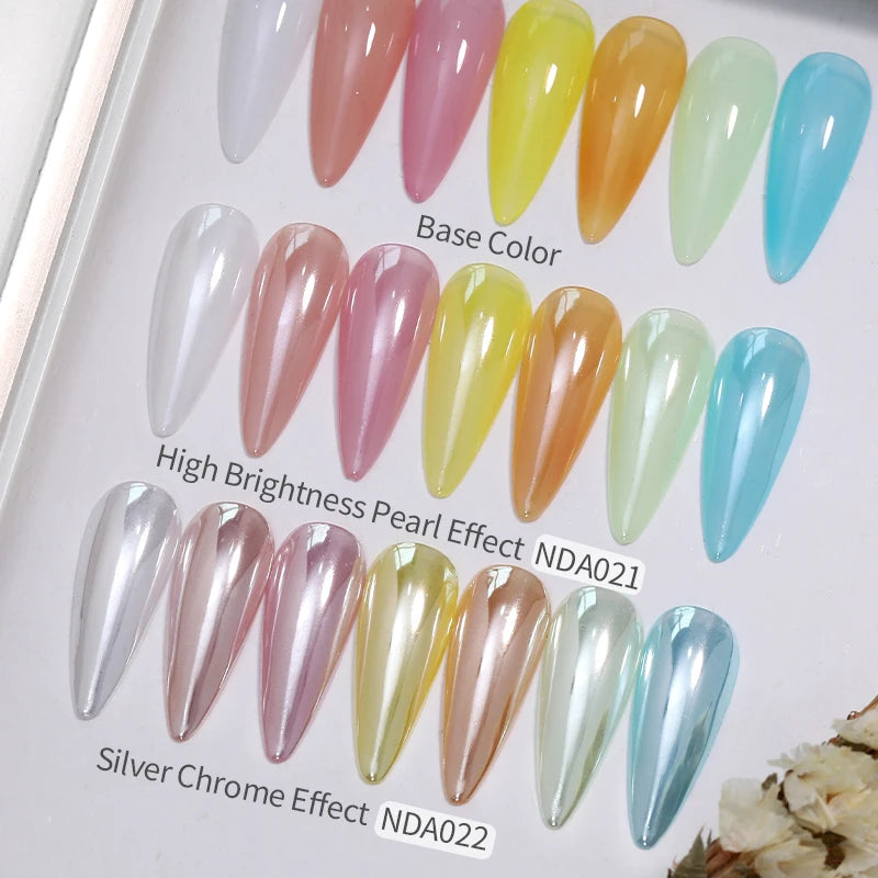 NICOLE DIARY Bright White Pearl Nail Powder Moonlight Plating Mirror Aurora Effect Pigments UV Gel Polish Chrome Dust Nail Decor