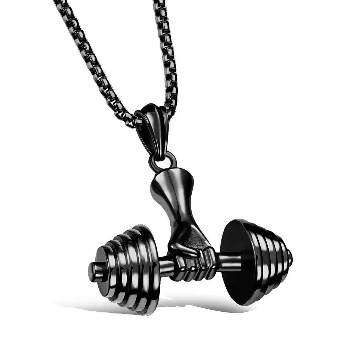 Men\\\\'s Fashion Classic Design Fitness Master Hand-Held Dumbbell Pendant Hip Hop Rapper Prom Party Necklace