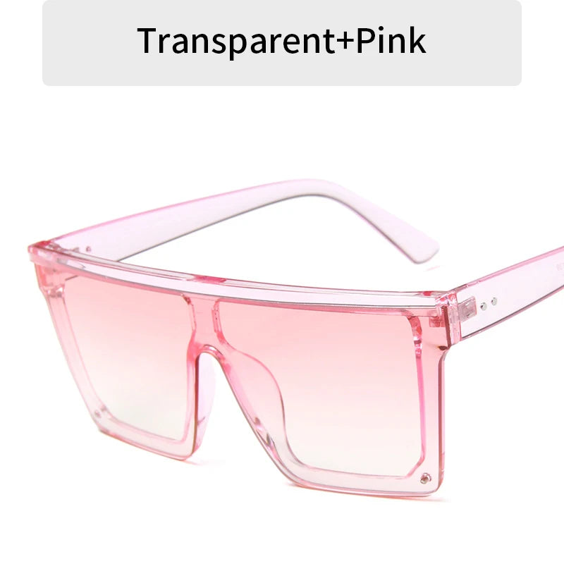 2023 Vintage Male Flat Top Sunglasses Men Brand Black Square Shades UV400 Gradient Sun Glasses For Women Cool One Piece Designer