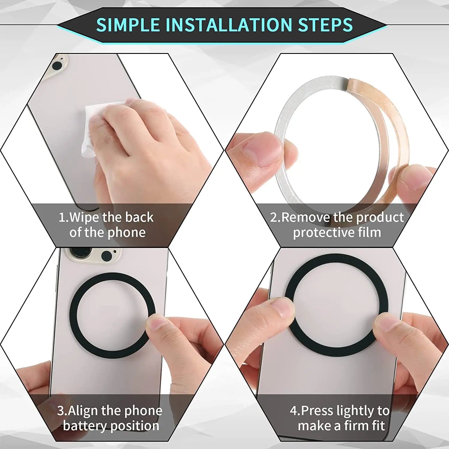 1-5PCS Metal Plate Ring for Magsafe Wireless Charging Iron Sheet Stickers Magnet Car Phone Holder Adhesive Disk for IPhone 14 15
