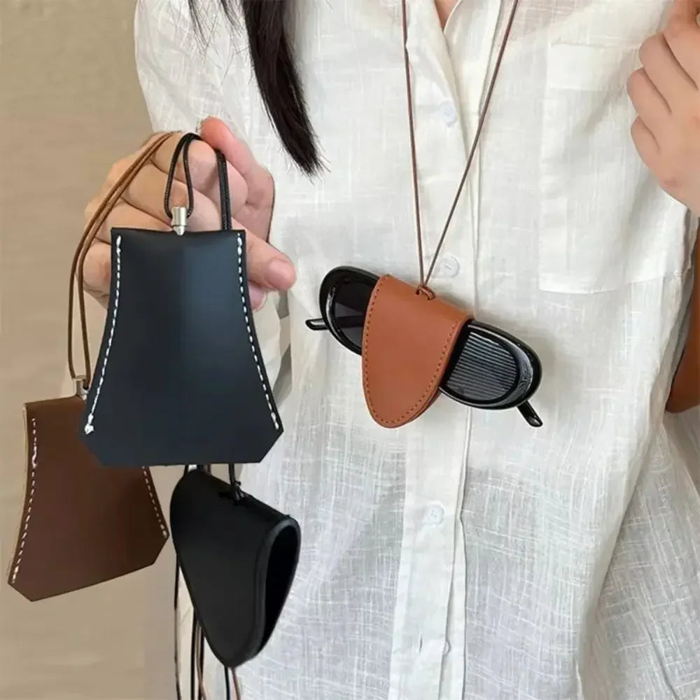 Neck Magnetic Multi Functional Leather Sunglasses Clip Necklace Women Outdoor Travel Portable Glasses Storage Box Hanging Rope