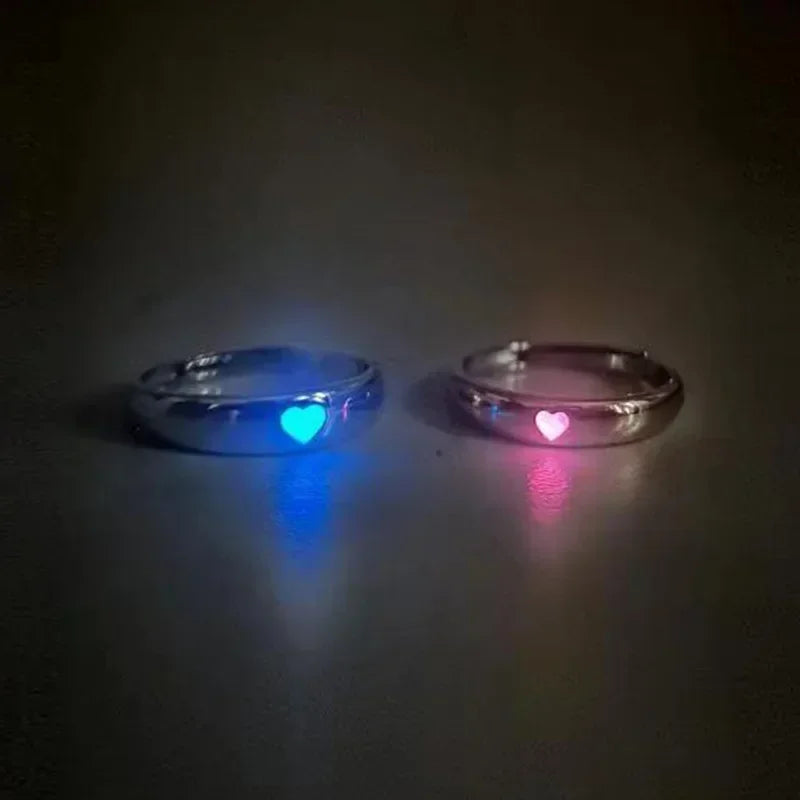 1/2PC Luminous Ring For Couple Creative In The Dark Player 1 Player 2 Matching Gaming Ring For Women Men Valentine's Day Gift